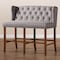 Baxton Studio Alira Grey Upholstered Walnut Wood Button Tufted Bar Stool Bench 160-9948 - alternate 7